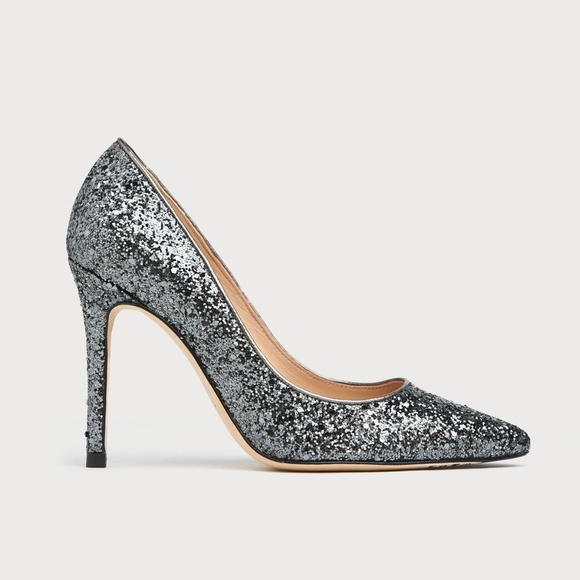 L.K. Bennett Shoes - LK Bennett Fern Silver Grey Glitter Heels 36.5